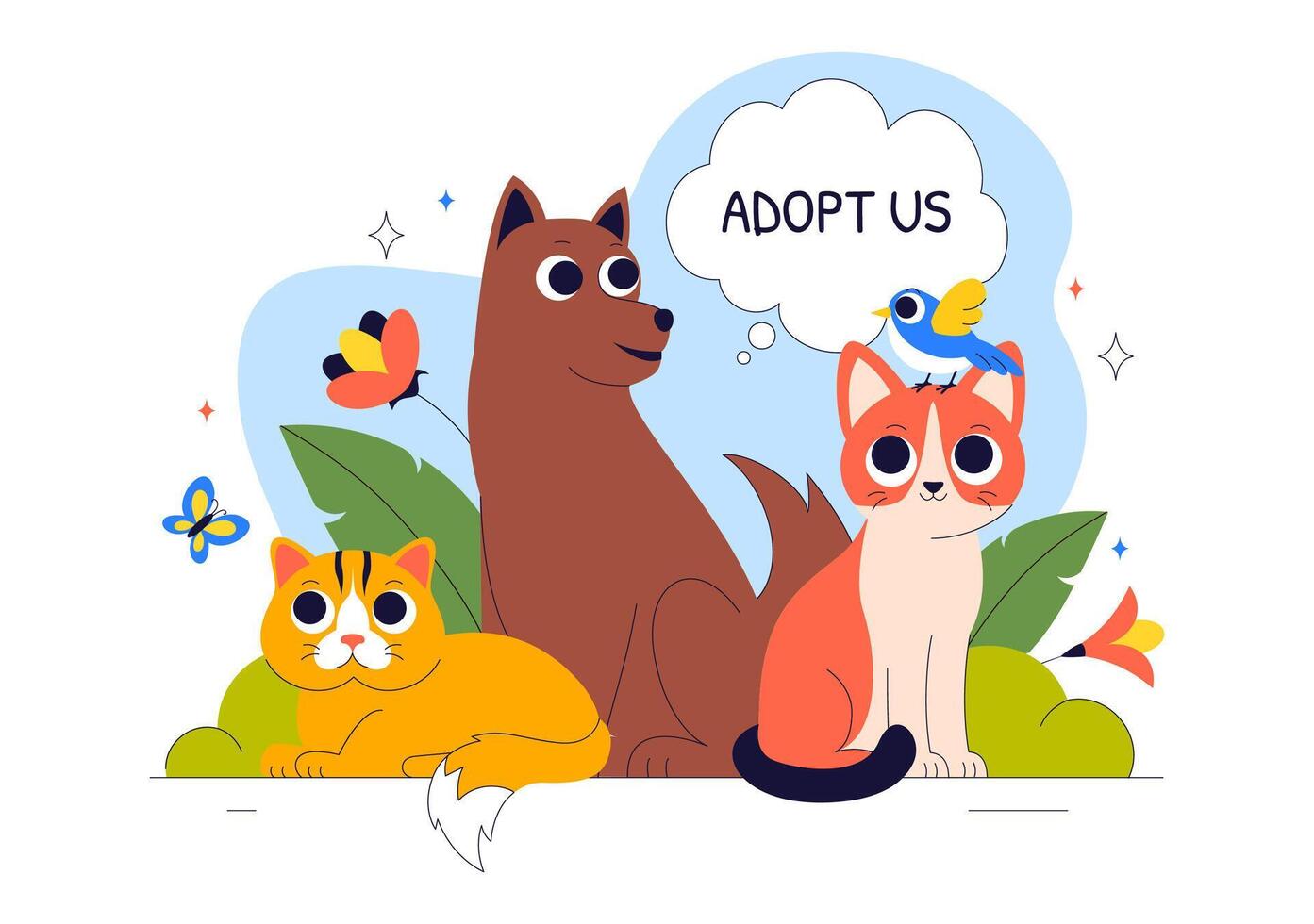 Flat Style of an Animal Adoption Center with Cute Shelter Pets vector