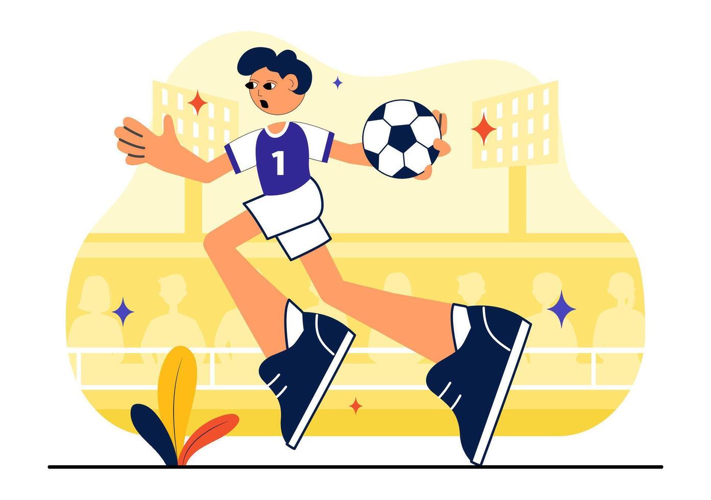 Flat Design of a Handball Player During Goal Scoring Action vector