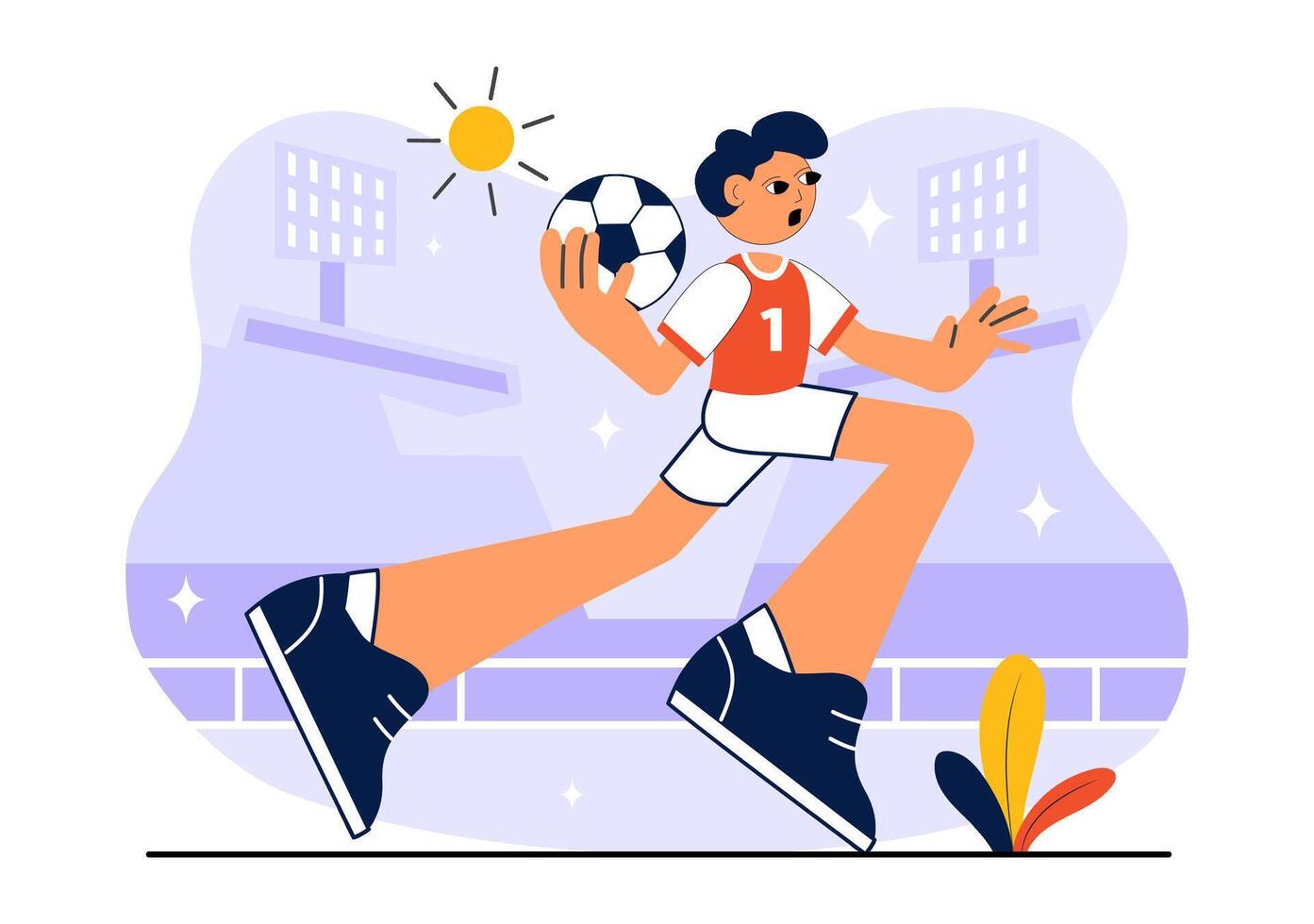 Illustration of Intense Handball Moment with Scoring Player vector