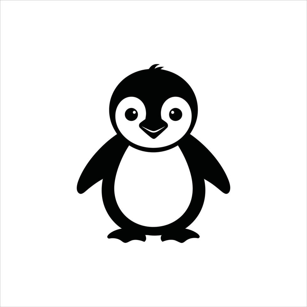 Cute Penguin Silhouette Icon vector