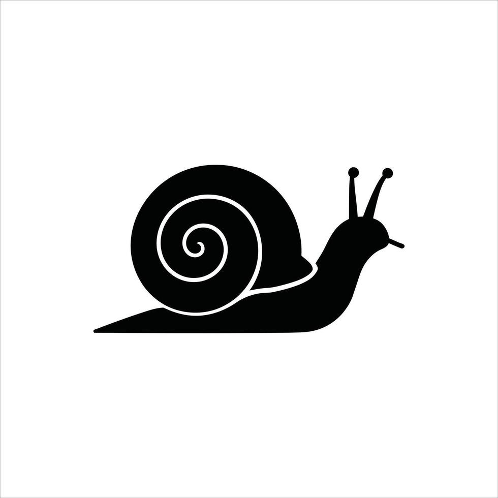 Black Snail Silhouette Icon Isolated on White Background vector