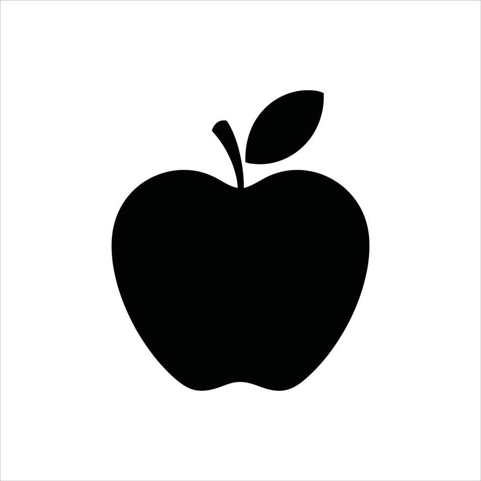 Apple Silhouette Icon Black Apple Fruit Isolated on White Background vector