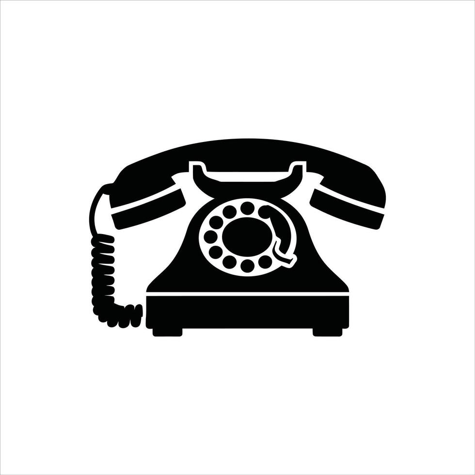 Vintage Telephone Silhouette Icon Retro Phone Design Isolated on White Background vector