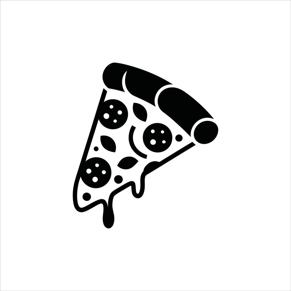 Silhouette of a Pizza Slice with Cheese and Toppings vector