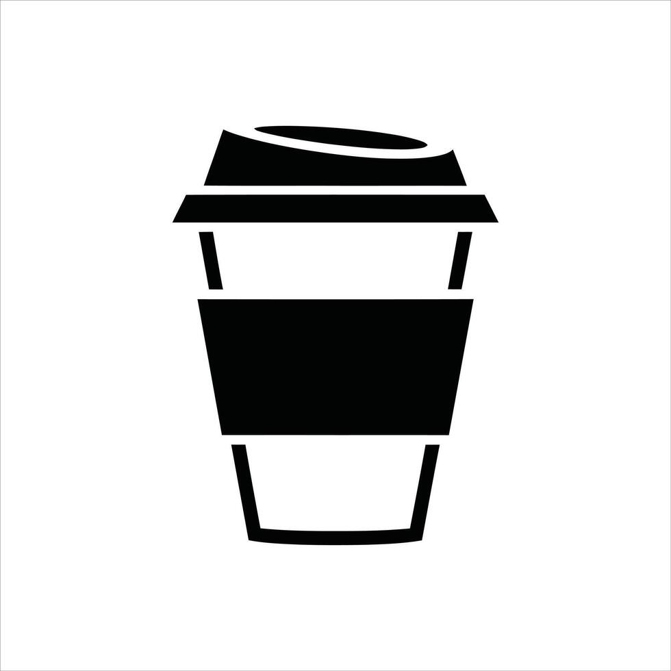 Silhouette of Takeaway Coffee Cup Icon Isolated on White Background vector