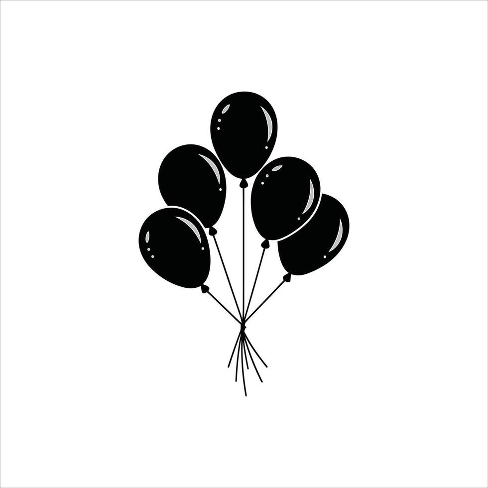 Balloon Bundle Icon Black Silhouette of Party Balloons vector