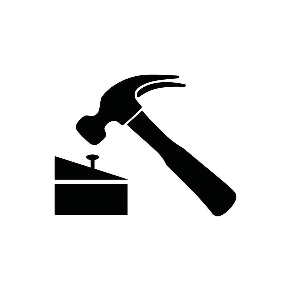 Hammer Silhouette Icon Isolated on Whie Background vector