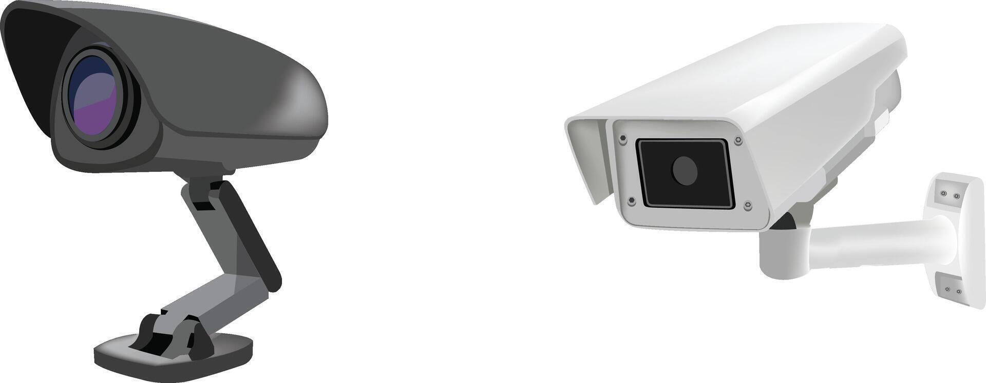 Two security cameras on a white background vector