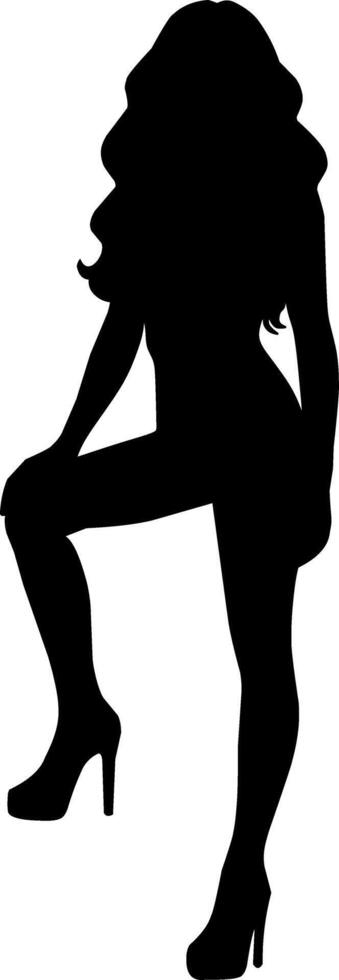 Silhouette of Woman Posing in High Heels vector