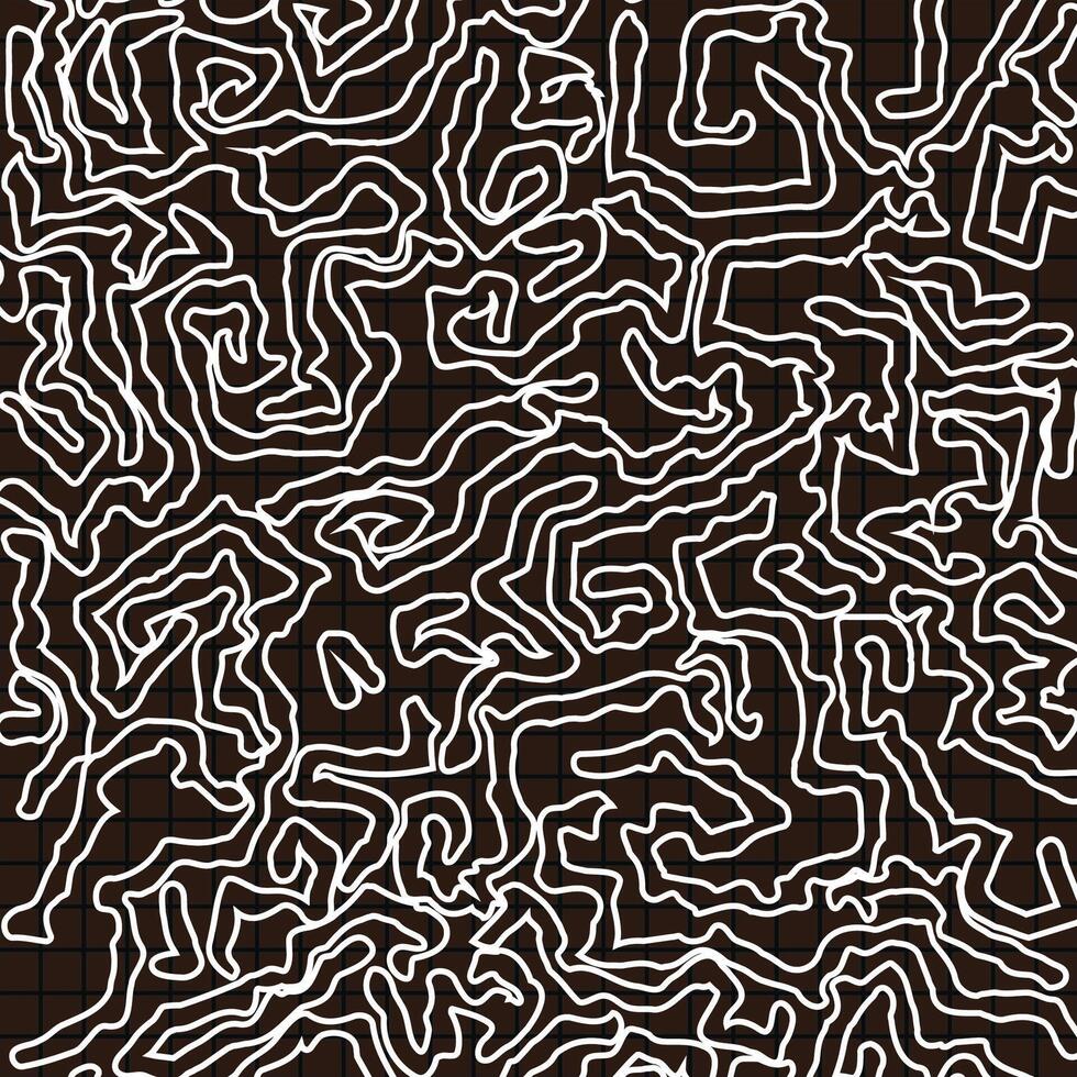Hand Drawn White Line Maze Pattern on Dark Background with Organic Abstract Style vector