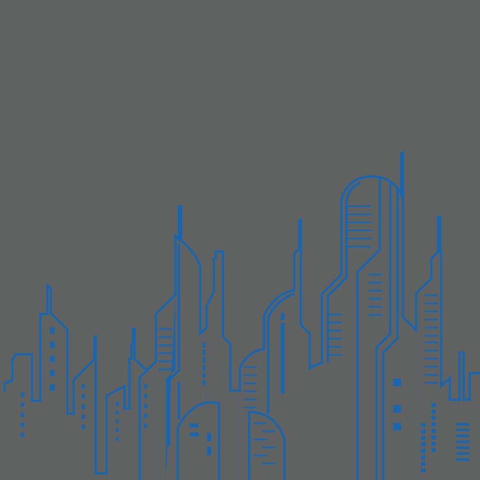 Minimal Futuristic City Skyline with Line Art Style on Dark Background vector