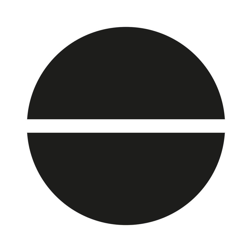 Pie chart template. Segmented chart. Sectors divide the circle on two equal parts. Simple black graphics. Pizza chart. Segments flat infographic. Diagram 2 wheel parts. vector