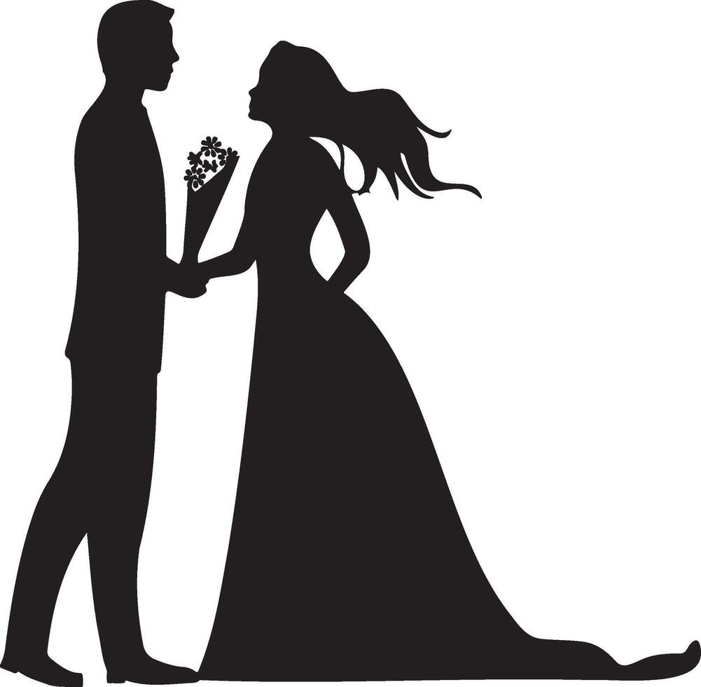 Wedding Couple Silhouette. vector