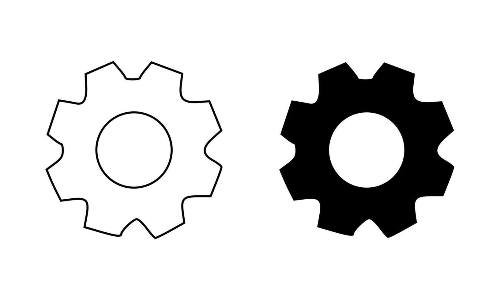 Black and white gear icons symbolizing settings and technical adjustments on a white background vector