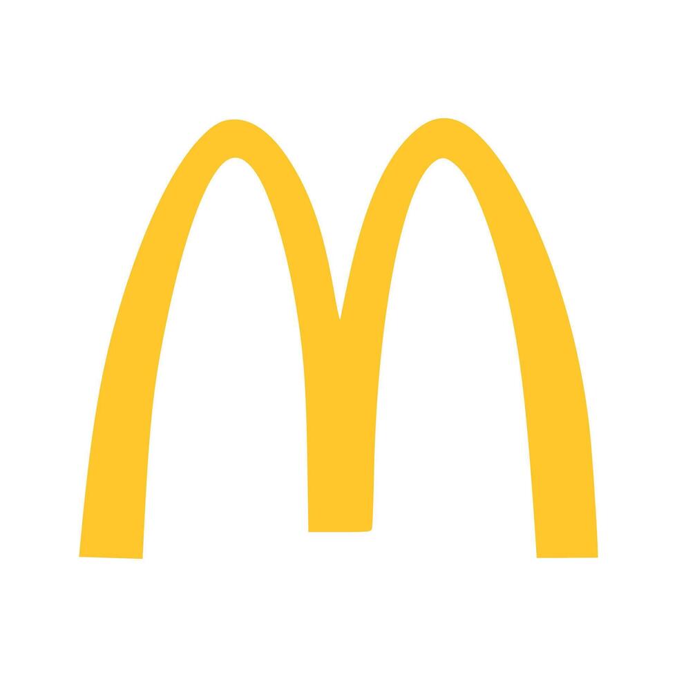 McDonald's logo. Recognizable golden yellow m arch logo symbol representing a famous fast food brand vector