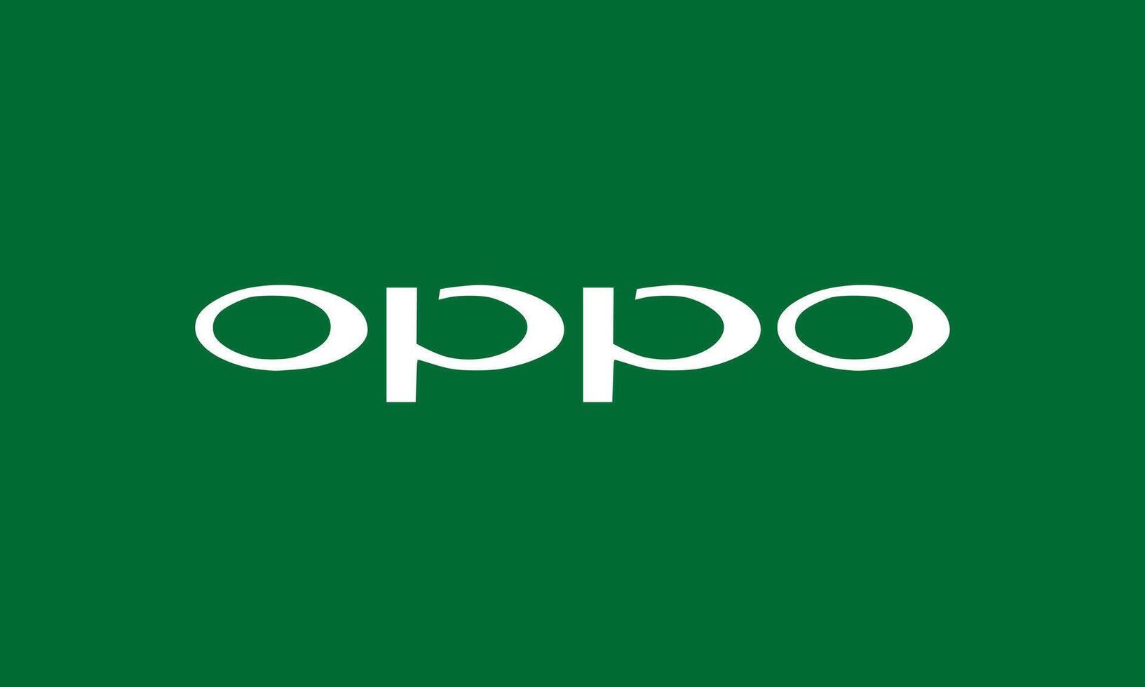 Minimalist green background with white oppo logo centered on it vector