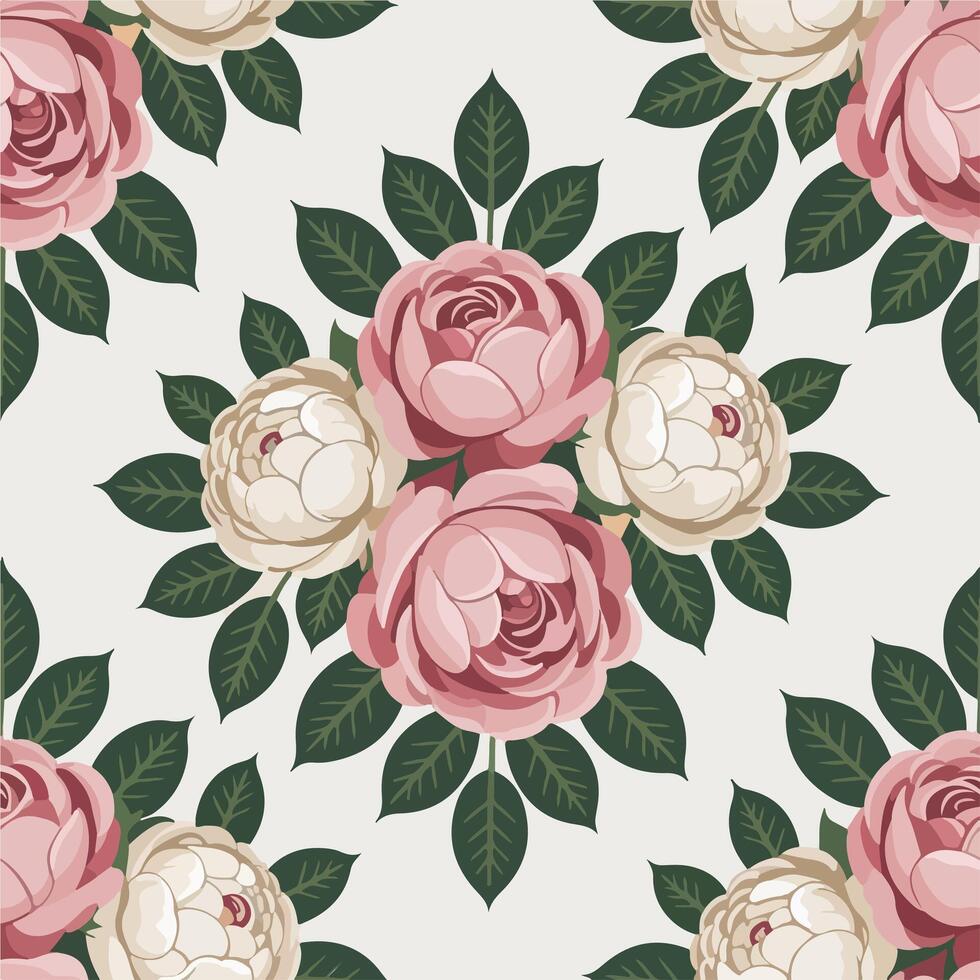 Seamless floral pattern with pink camellias. vector