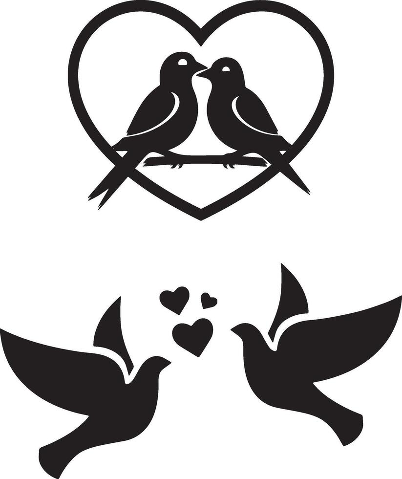 Love birds silhouette romantic design. vector