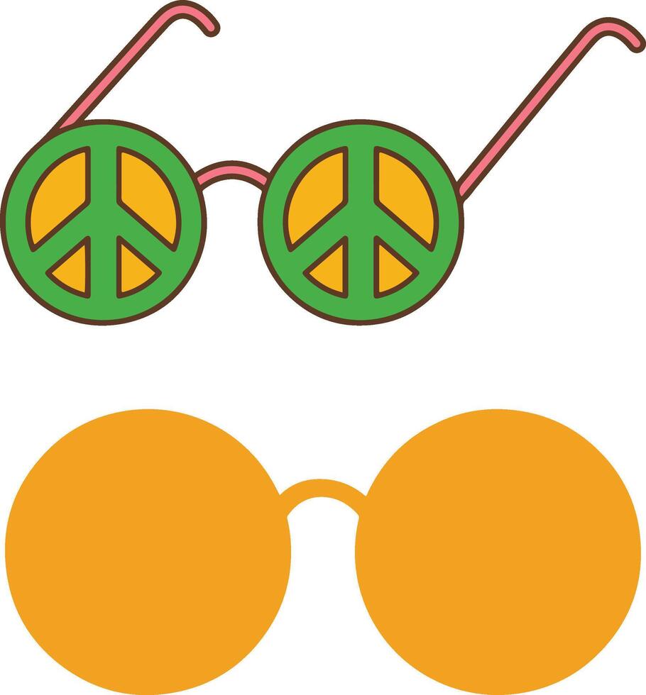 Hippie sunglasses with peace symbol and retro style. vector