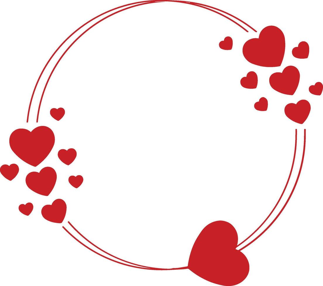 Heart circle frame love background. vector