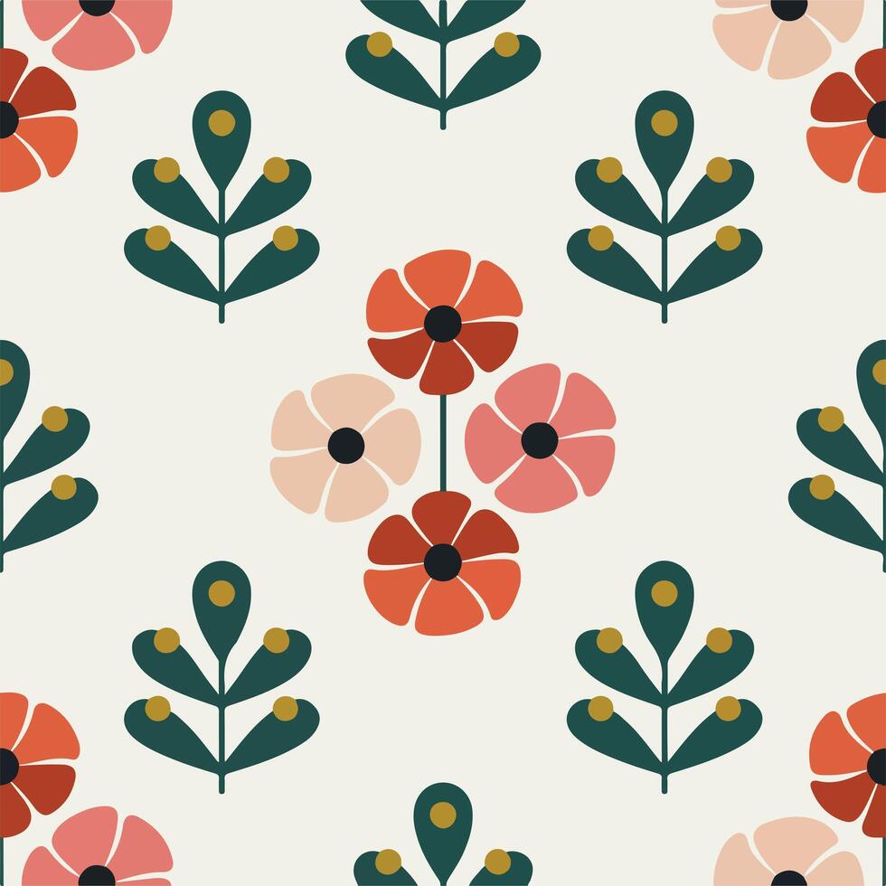 Retro floral seamless pattern background. vector