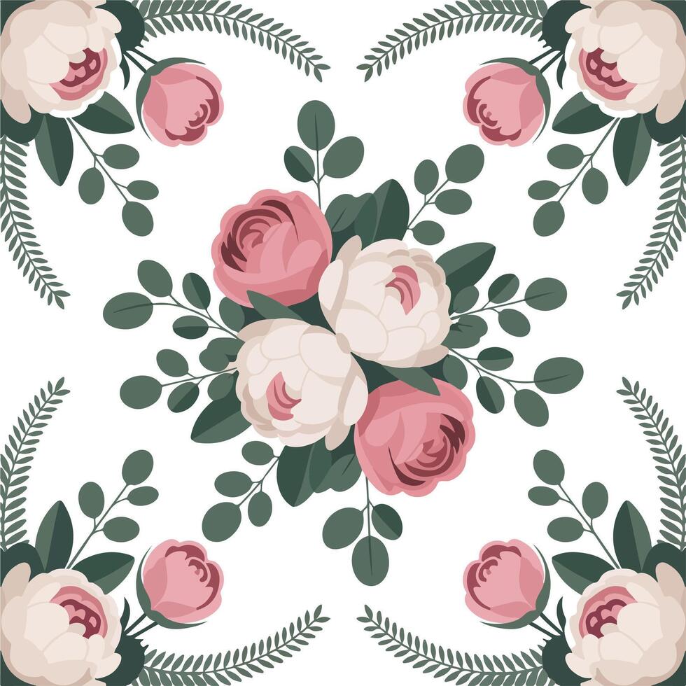 Elegant seamless pattern with vintage roses and leaves. vector