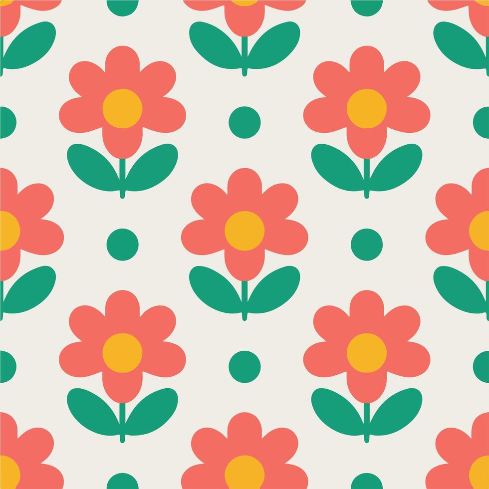 Cute daisy seamless pattern background. vector