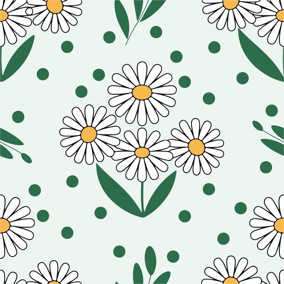 Daisy flower seamless pattern background. vector