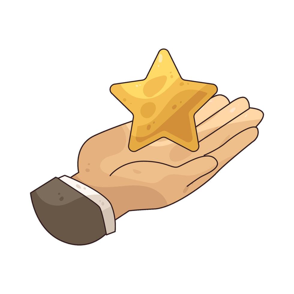 Illustration of hand holding star vector