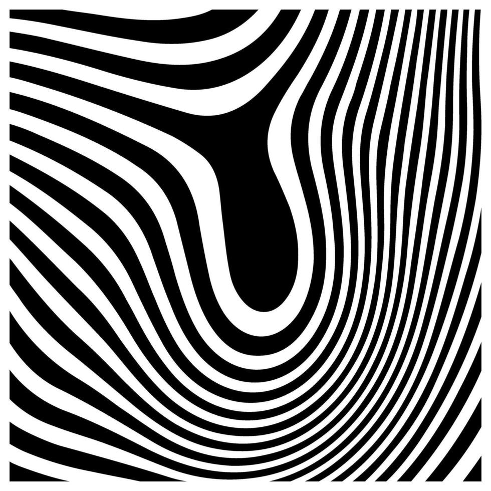 Black and white striped background. Optical illusion. Op art. illustration. vector