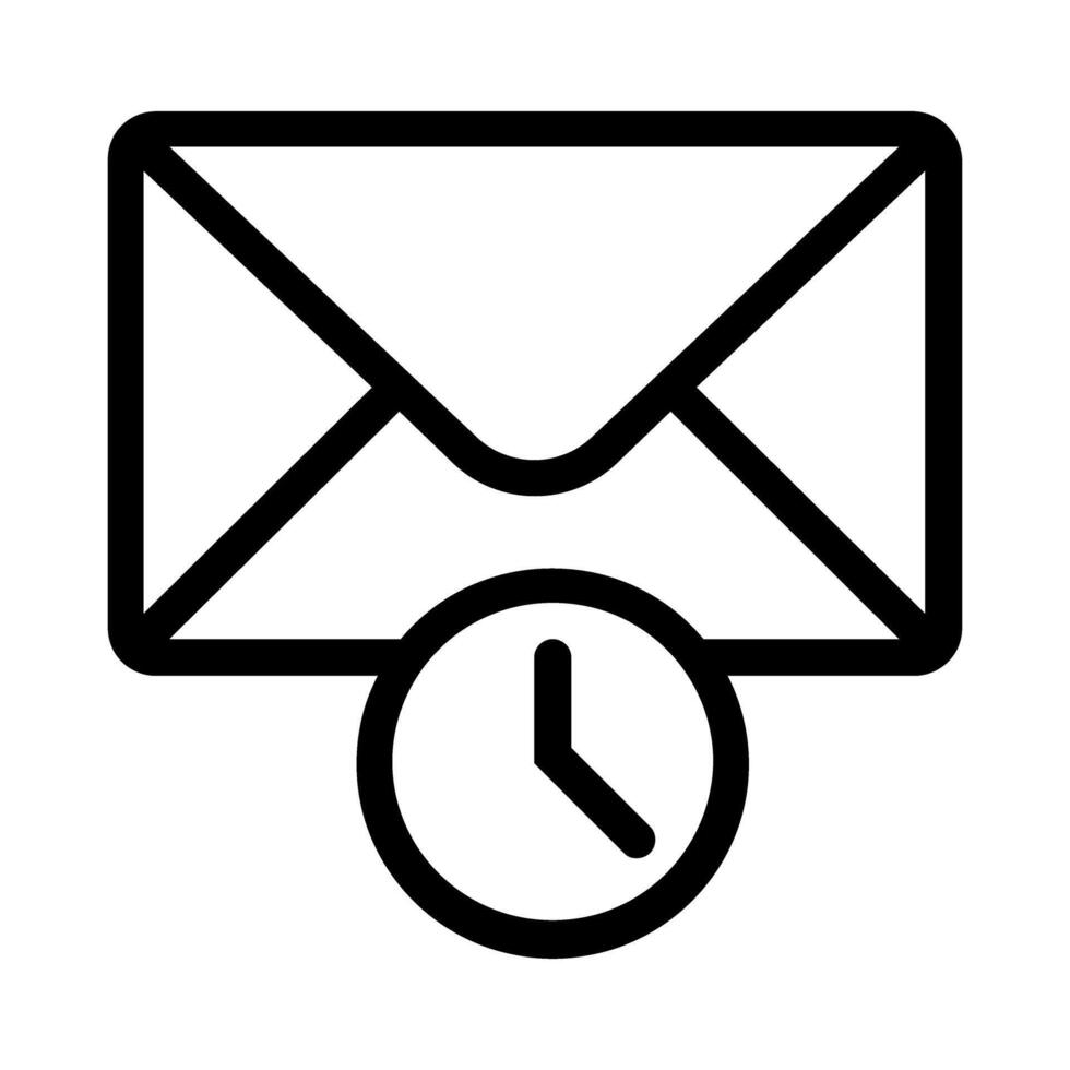 Mail Time Icon . Outline Mail Time Sign. Isolated Contour Symbol Illustration vector
