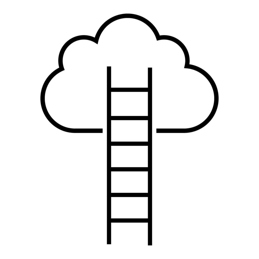 Ladder to cloud icon. Outline ladder to cloud icon for web design isolated on white background vector