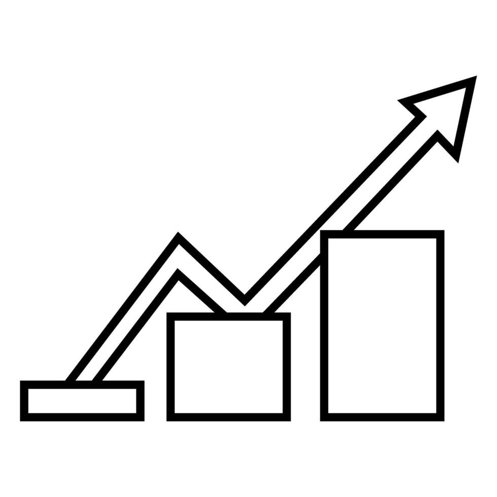Growth graph icon. Black and white growth graph illustration. vector