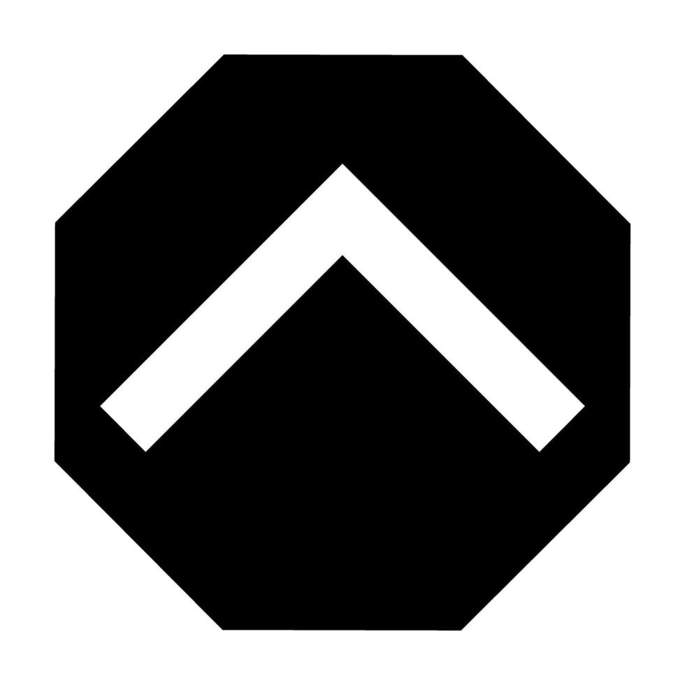 Hexagon Arrow Up icon. Flat black symbol. Pictogram is isolated on a white background. Designed for web and software interfaces. vector