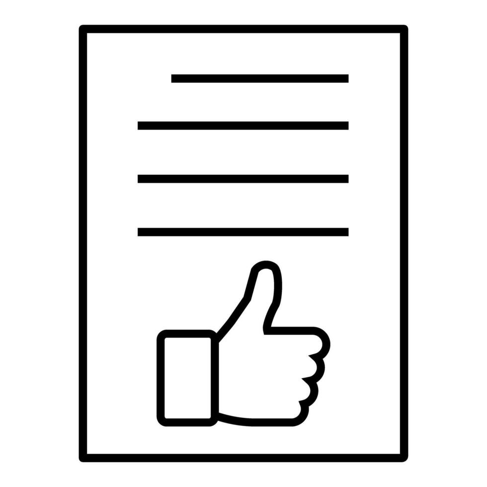 Thumb up document icon. Outline thumb up document icon for web design isolated on white background vector