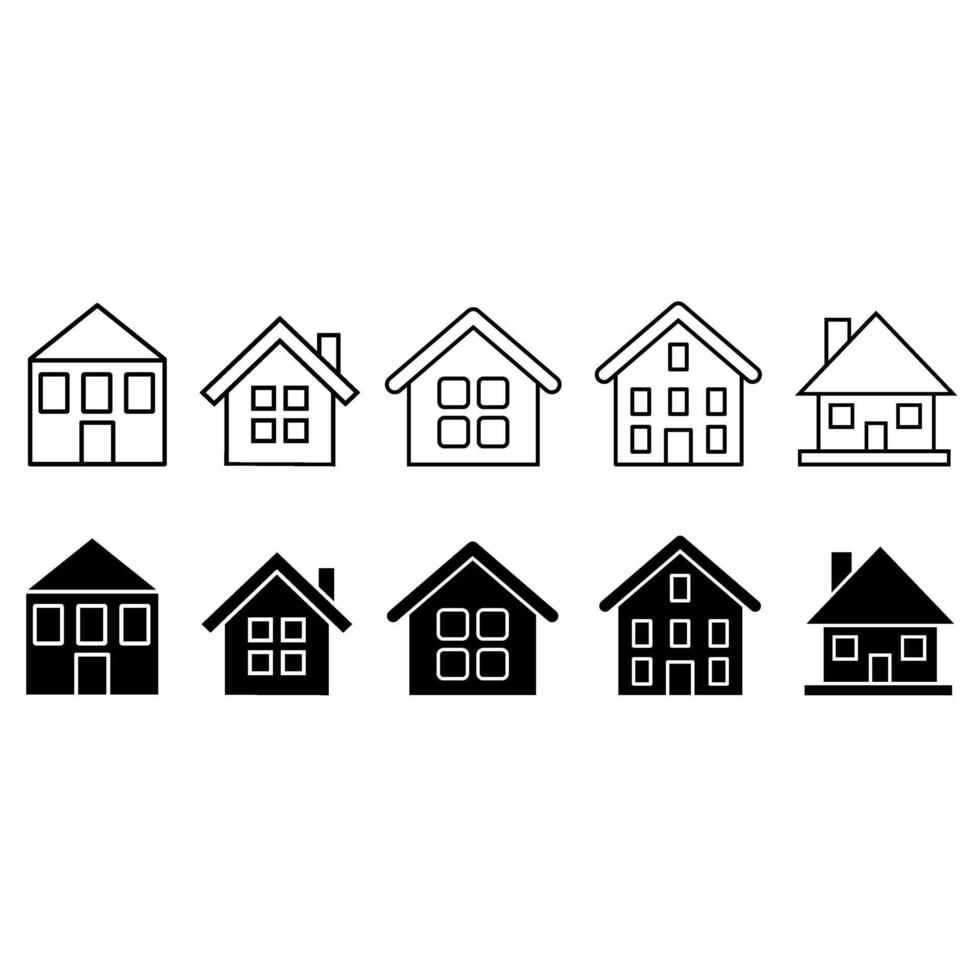 House icon set. Home illustration sign collection. Building symbol. Hotel logo. Houses set of web icons. Home for web. vector