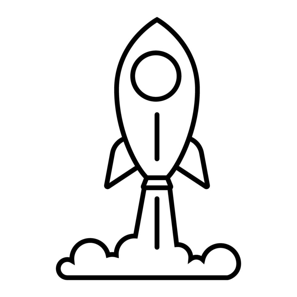 Rocket icon. Outline rocket icon for web design isolated on white background vector