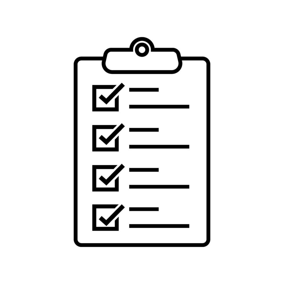 checklist clipboard with checklist icon over white background, line style, illustration. vector