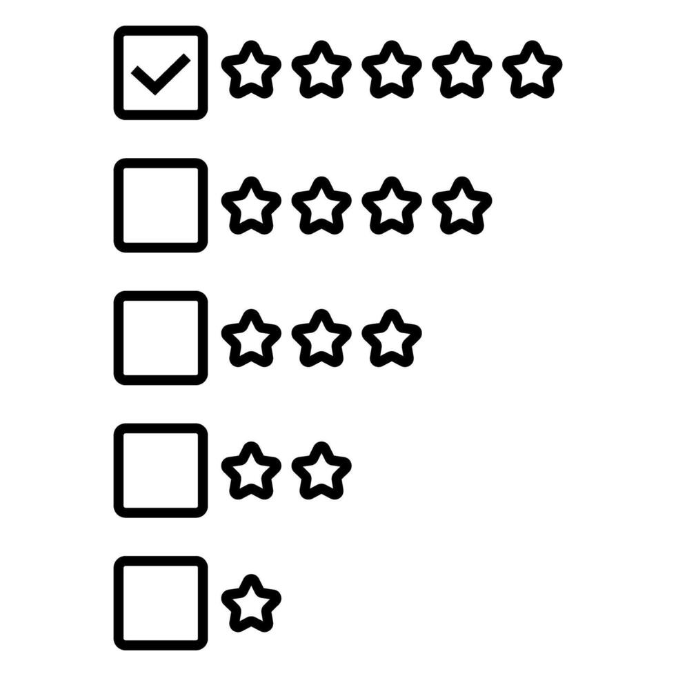 Rating stars icon. rating stars with tick mark on white background. vector
