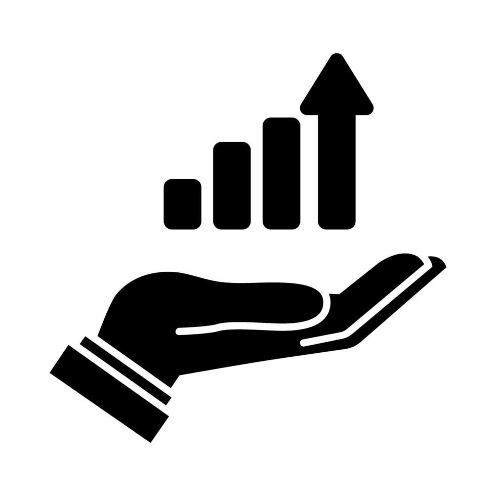 Growth chart black icon, concept illustration, flat symbol, glyph sign. vector
