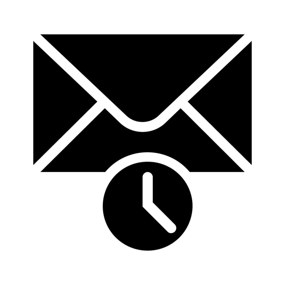 Mail Time Sign Icon . Flat black symbol on white background. vector