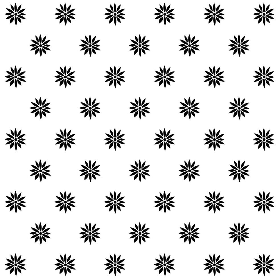 Seamless pattern with black flowers on white background. illustration. vector