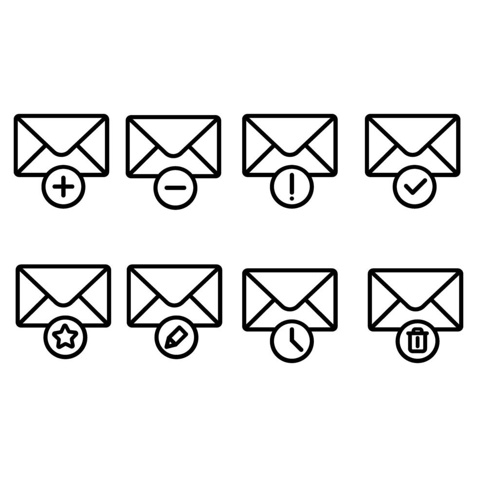 Mail icon set. Email illustration sign collection. Envelope symbol. Post web icons. Mail symbols for web. vector