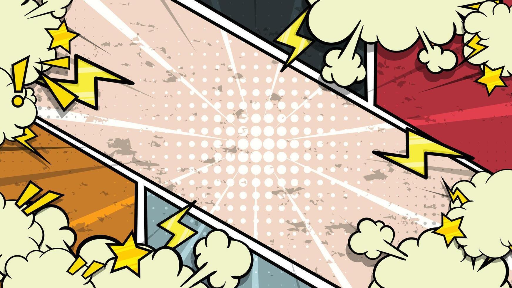 comic book background with speech bubbles and lightning vector