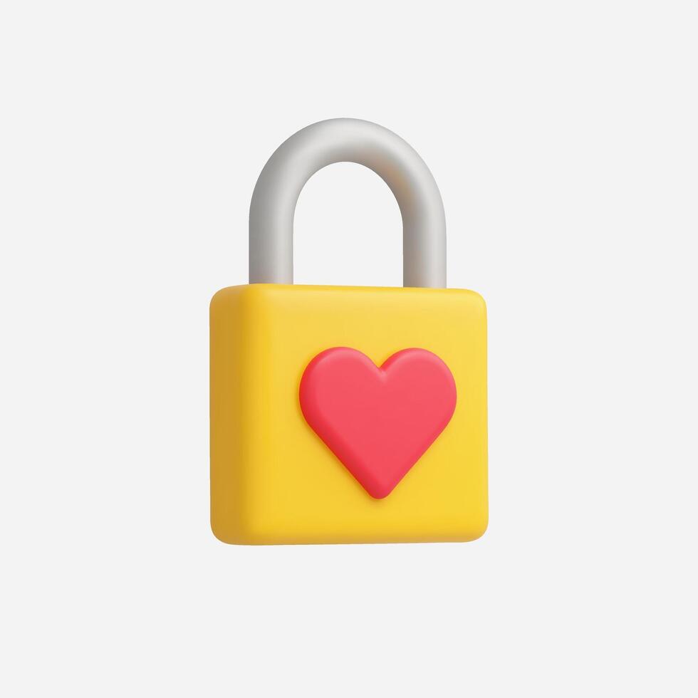 A colorful yellow lock featuring a red heart design. vector
