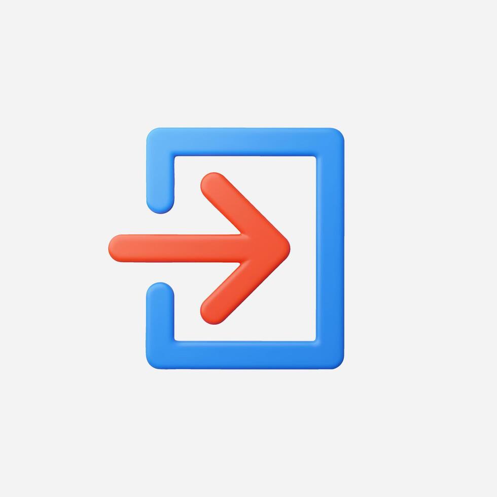 A modern exit icon featuring a blue outline and an orange arrow. vector