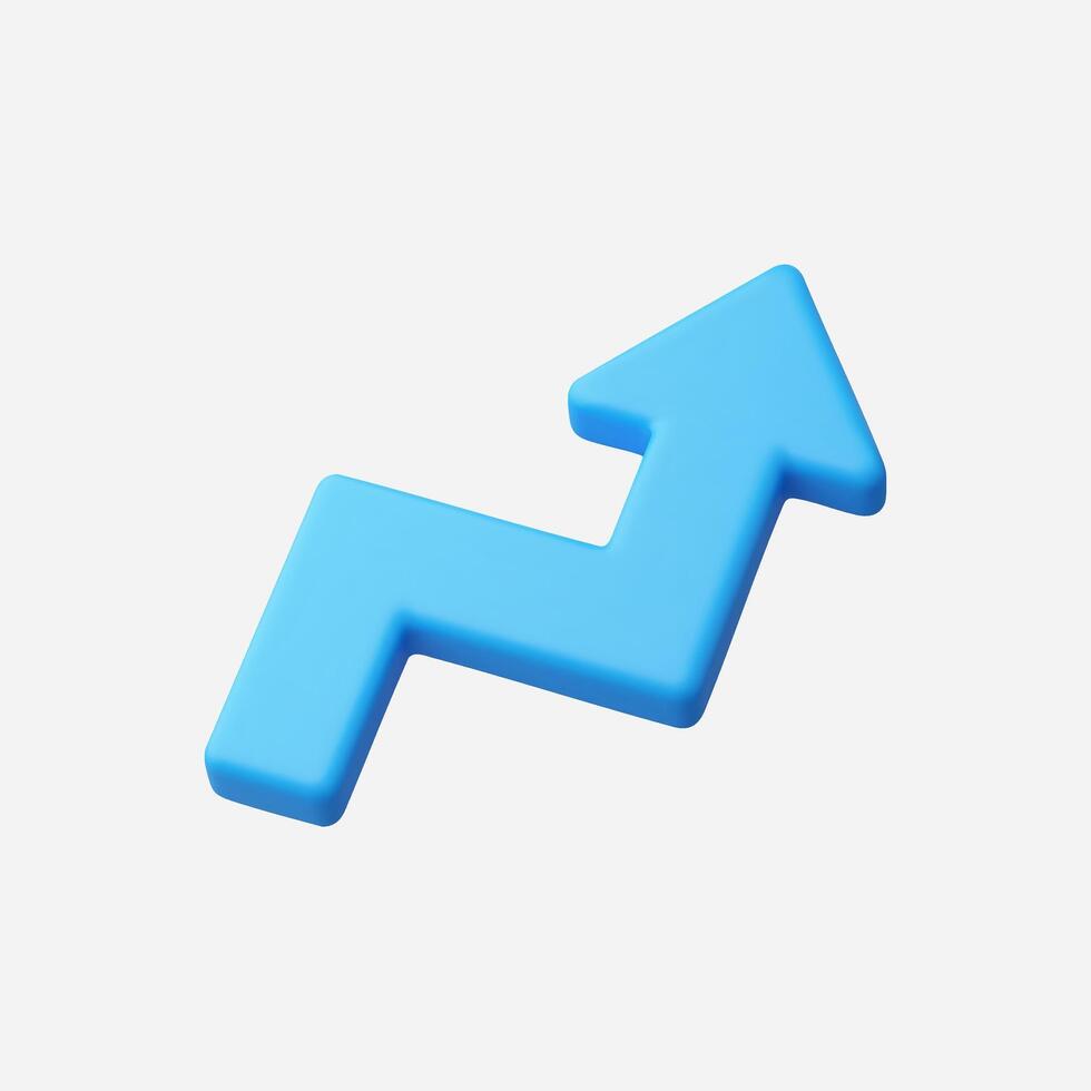 A blue zigzag arrow indicating upward growth and progress. vector