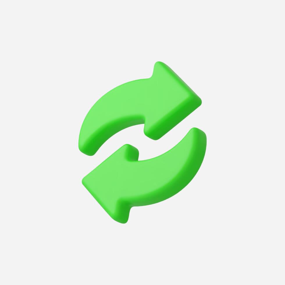A vibrant green refresh icon with circular arrows, symbolizing update. vector