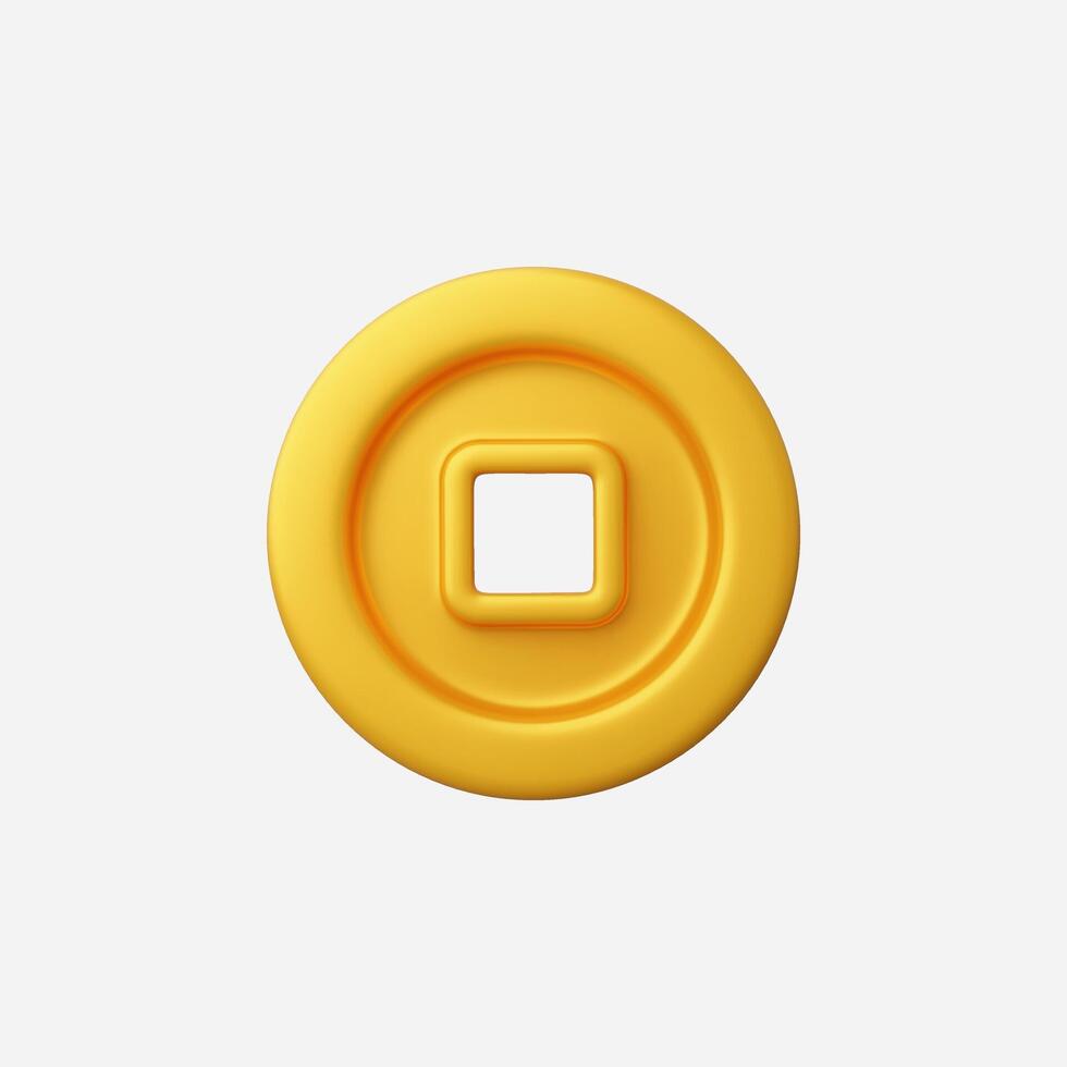 A smooth yellow circular object with a square inset, minimal and modern. vector