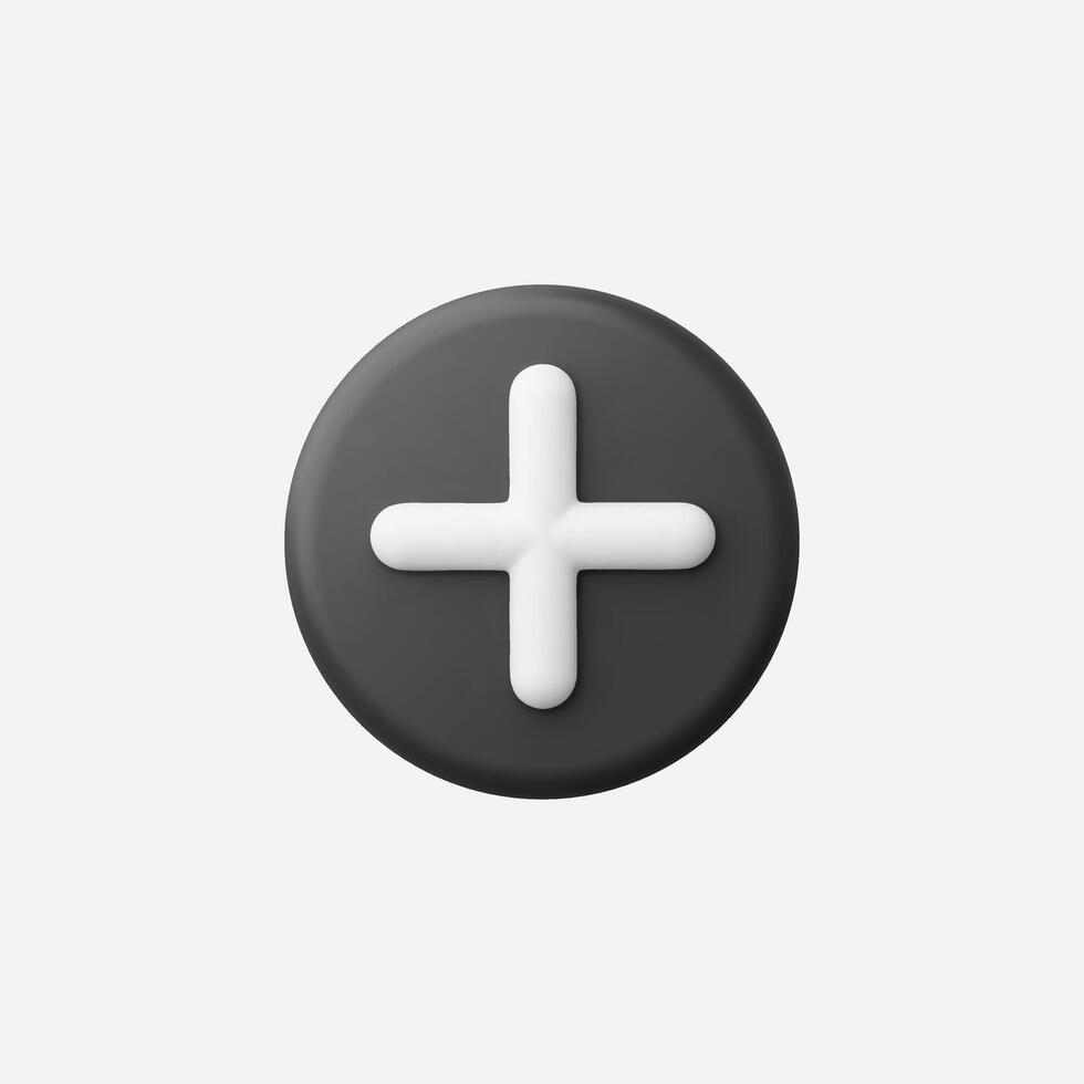 A sleek, modern plus sign button on a clean background. vector